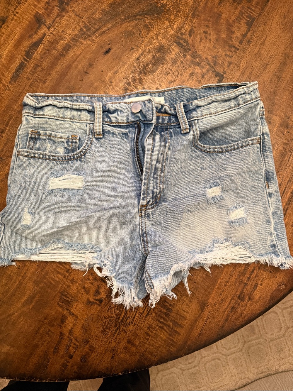 Altar'd State Light Blue Distressed Denim Shorts